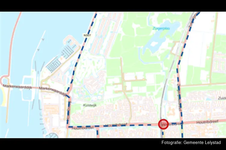 Afsluiting rotonde Houtribdreef - Stationsdreef op 17 en 18 juni