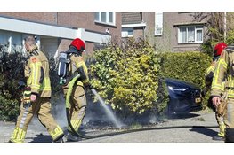 Auto flink beschadigd na brand in heg in Lelystad