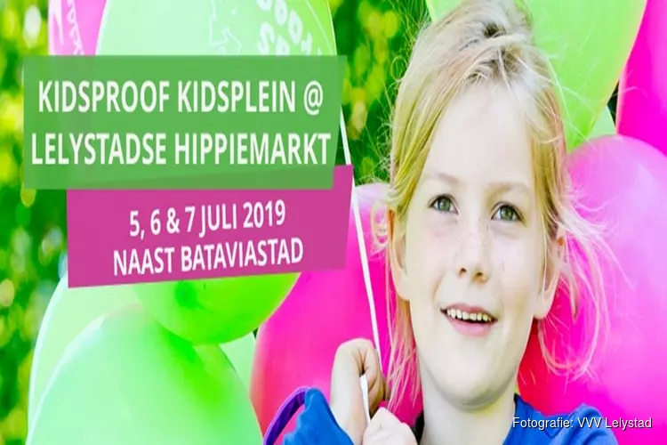 Spetterend Kidsproof Kidsplein tijdens Lelystadse Hippiemarkt