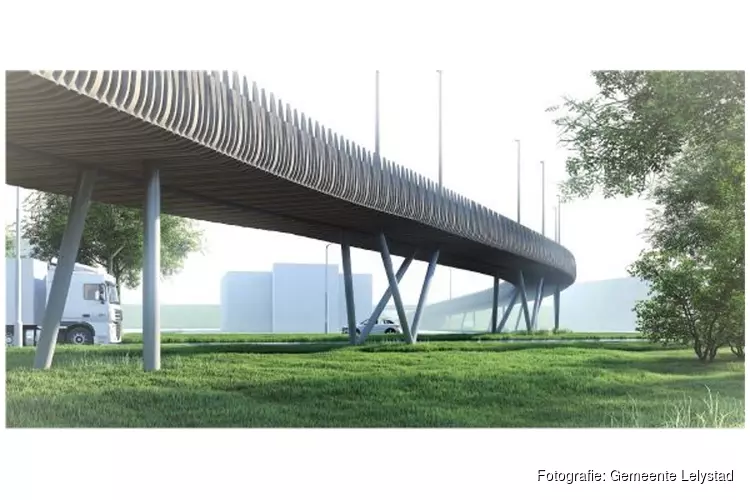 Start bouw van de brug over de Middendreef